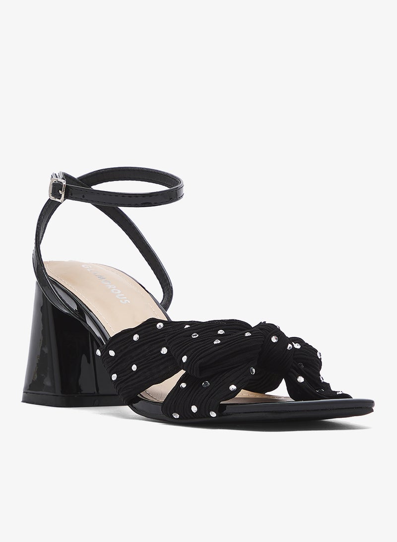 GLAMOROUS Embellished Bow Block Heel Sandals - Image 2